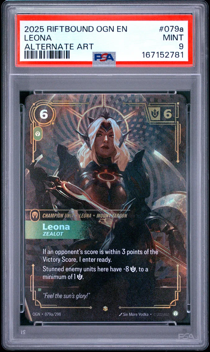 2025 #079a Leona - Zealot PSA 9 Riftbound: League of Legends Ogn-Origins