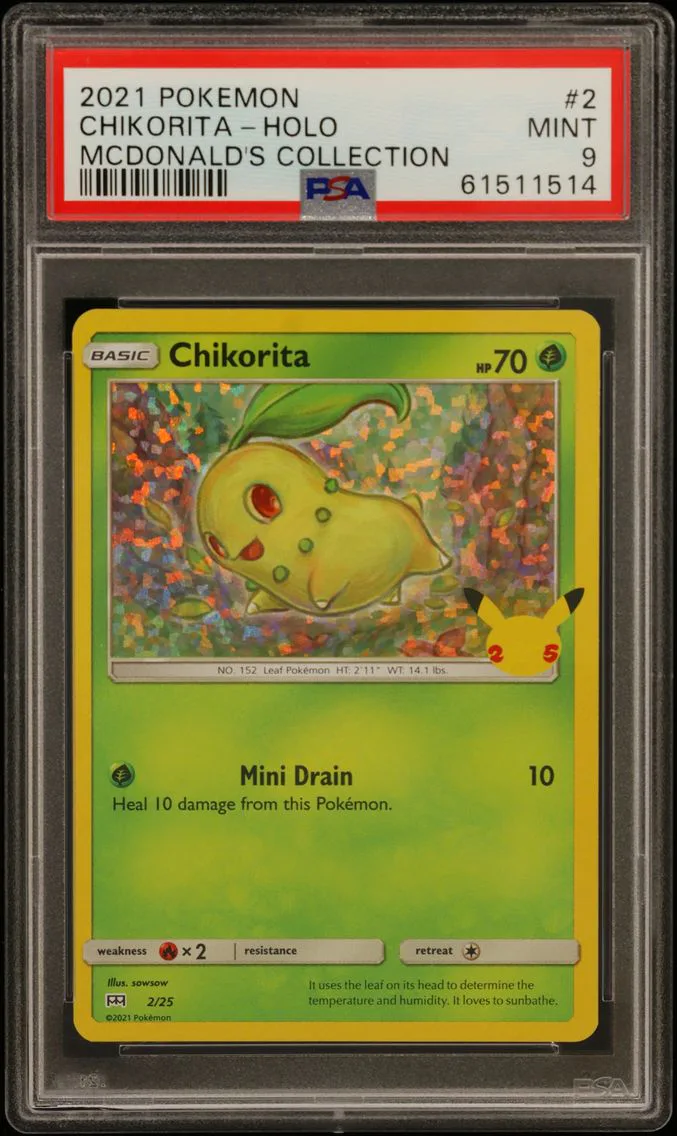 2021 #2 Chikorita-Holo PSA 9 Mcdonald's Collection