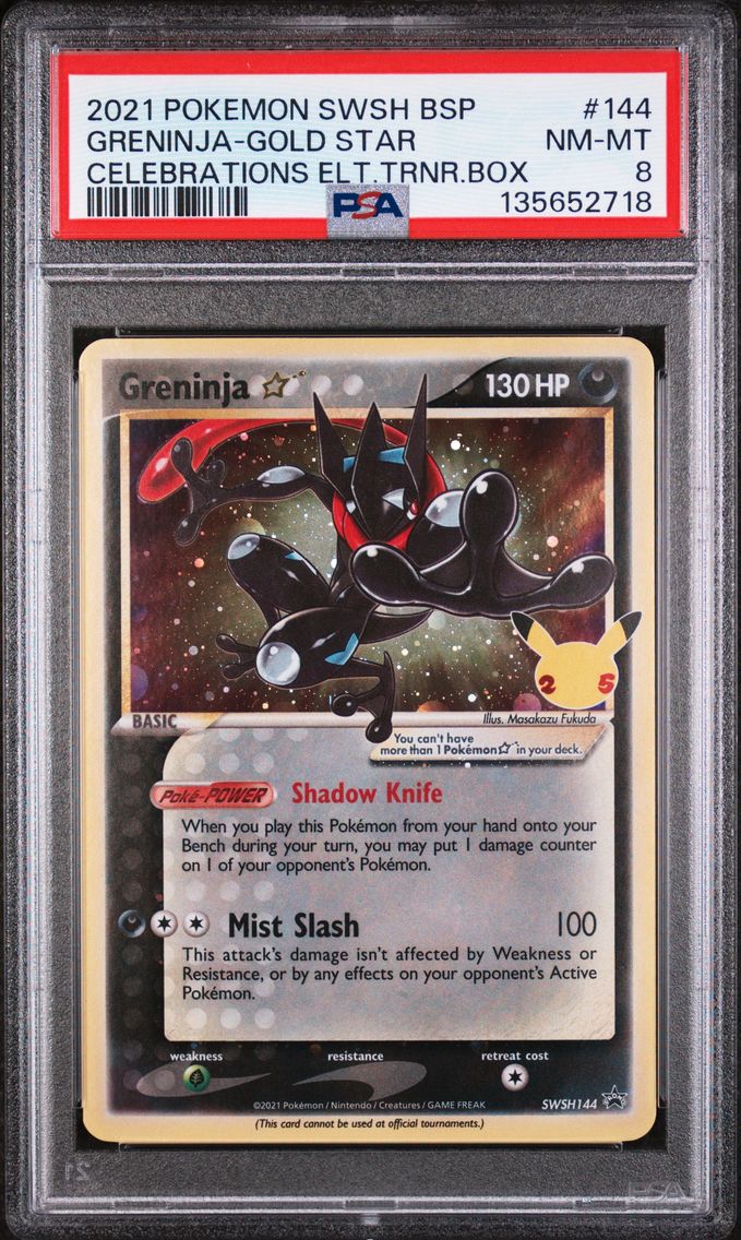2021 #144 Greninja-Gold Star PSA 8 Swsh Black Star Promo