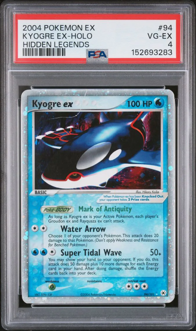 2004 #94 Kyogre EX-Holo PSA 4 EX Hidden Legends