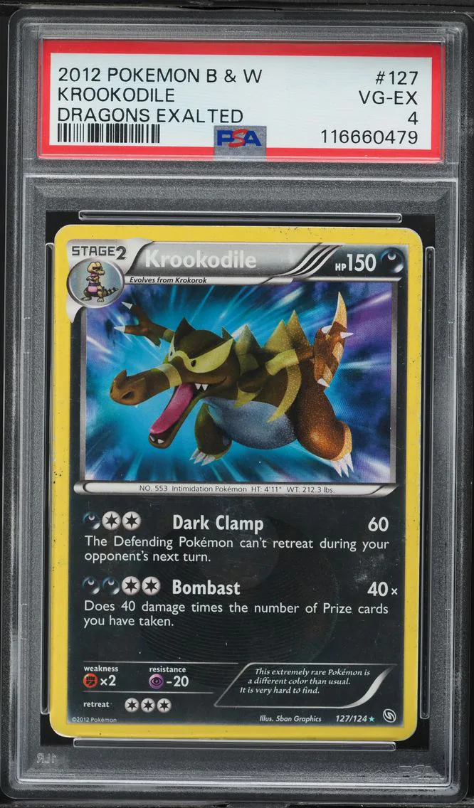 2012 #127 Krookodile PSA 4 Black & White Dragons Exalted Pokemon