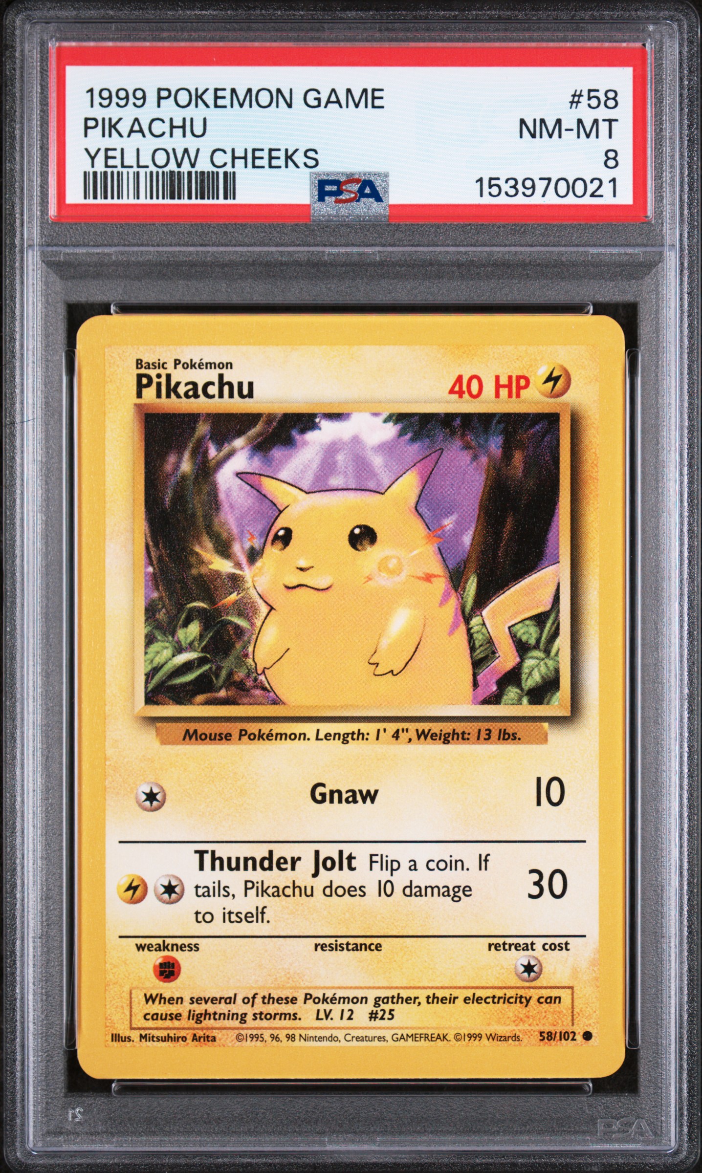 1999 #58 Pikachu PSA 8 Game