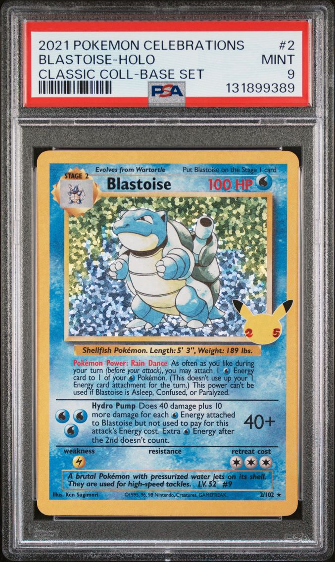 2021 #2 Blastoise-Holo PSA 9 Celebrations Classic Collection Pokemon