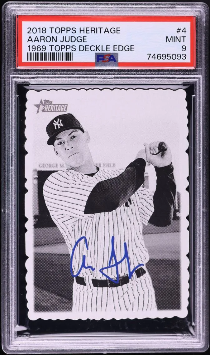2018 #4 Aaron Judge PSA 9 Topps Heritage '69 Deckle Edge