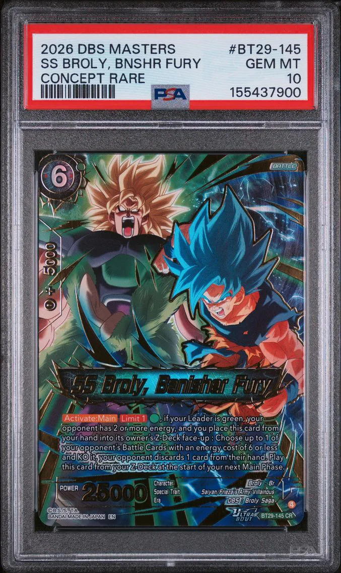 2026 #BT29-145 SS Broly, Banisher Fury PSA 10 Dragon Ball Super Card Game Masters Series 29 Fearsome Rivals