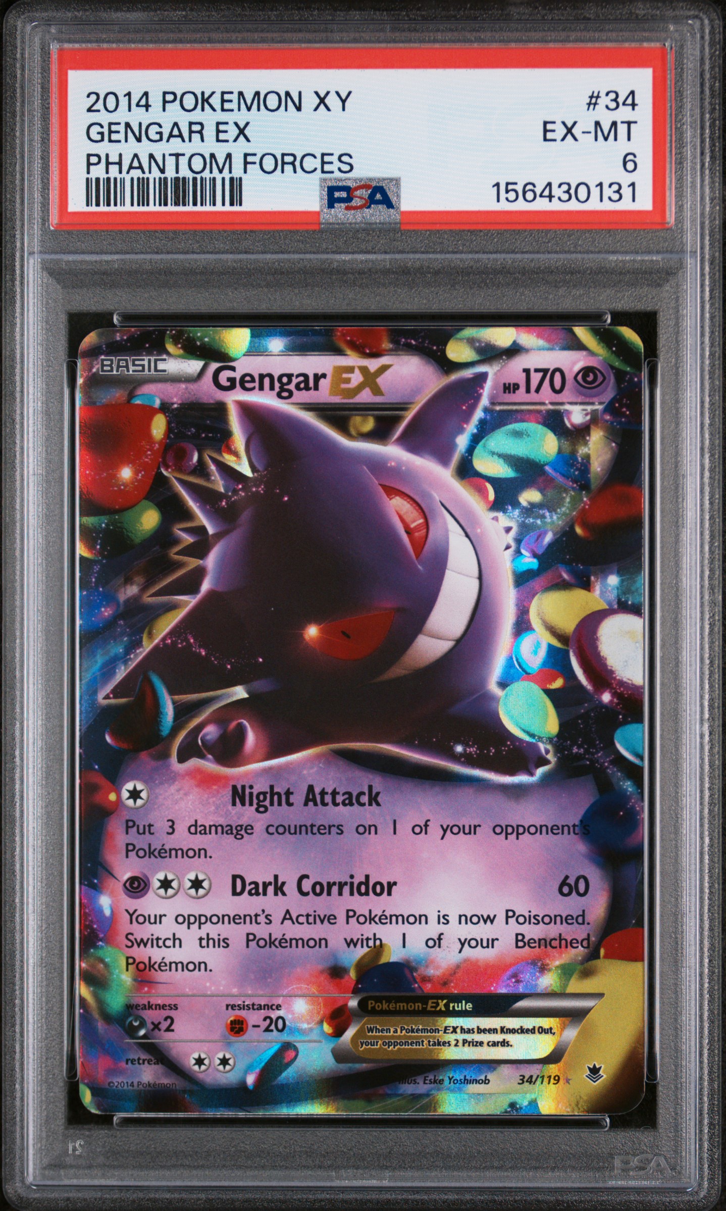 2014 #34 Gengar Ex PSA 6 Xy Phantom Forces