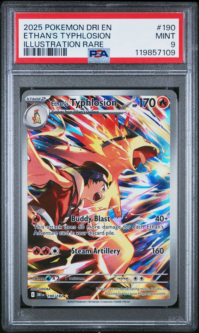 2025 #190 Ethan's Typhlosion PSA 9 Dri EN-Destined Rivals Pokemon