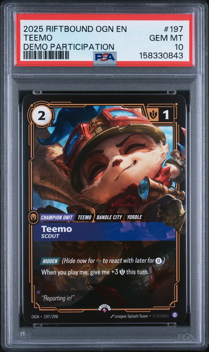 2025 #197 Teemo - Scout PSA 10 Riftbound: League of Legends Ogn-Origins