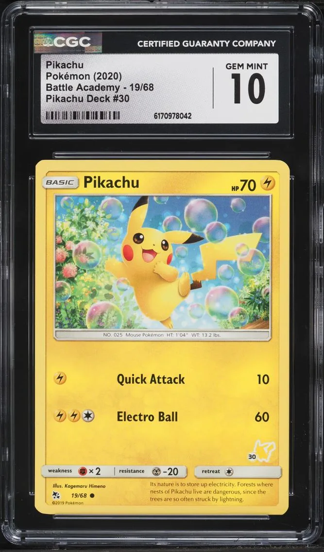 2020 Pokemon Sun & Moon Battle Academy Pikachu Deck 30 Pikachu #19 CGC 10 GEM MINT