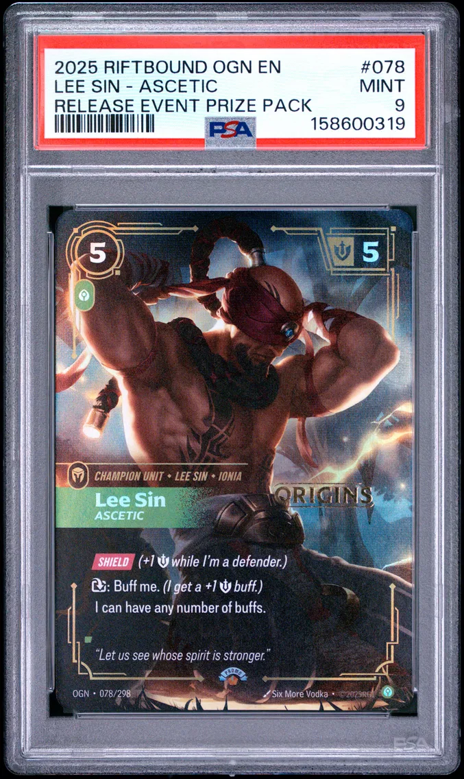 2025 #078 Lee Sin - Ascetic PSA 9 Riftbound: League of Legends Ogn-Origins