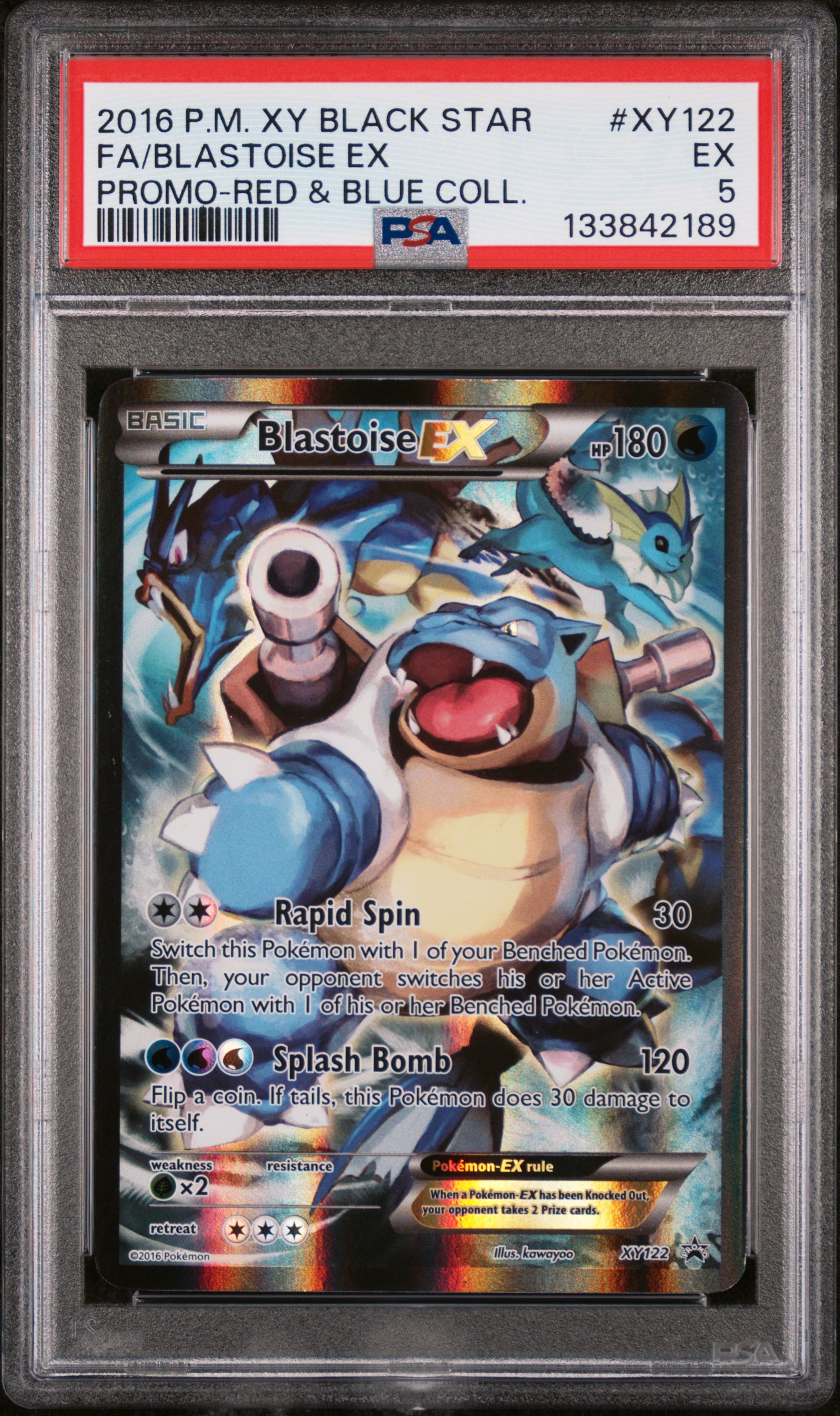 2016 #Xy122 Full Art/Blastoise Ex PSA 5 Xy Black Star Promo