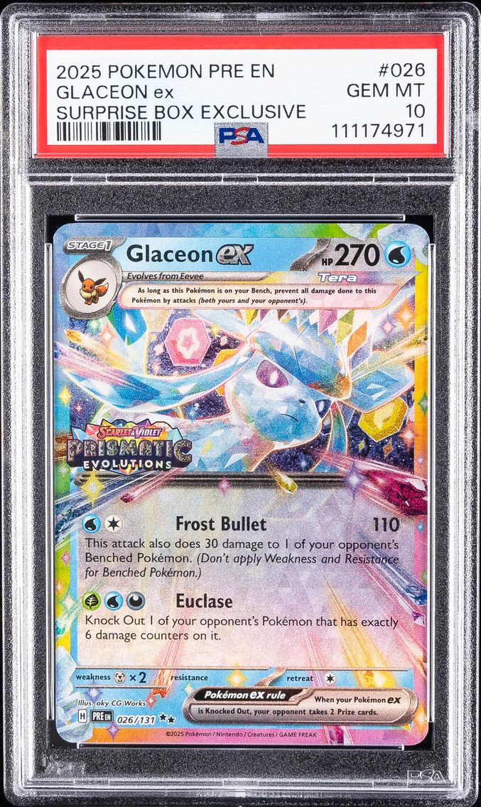 2025 #026 Glaceon EX PSA 10 Pre EN-Prismatic Evolutions Pokemon