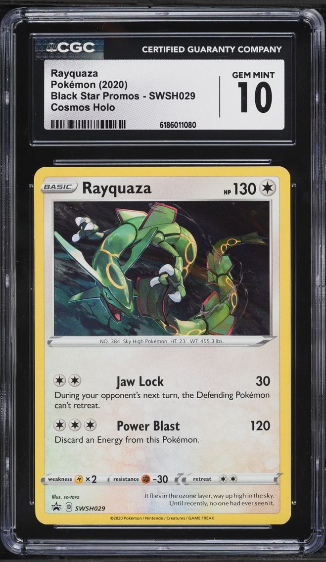 2020 #SWSH029 Rayquaza CGC 10 Pokemon Sword & Shield Black Star Promo Cosmos Holo