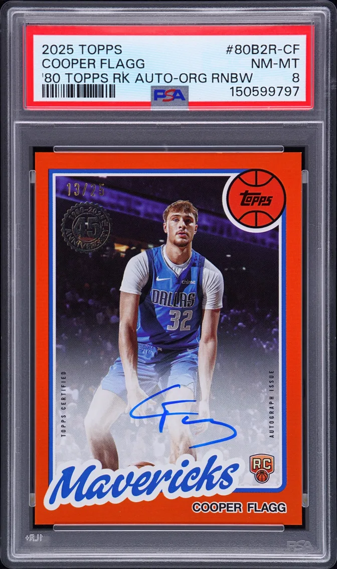 2025 #80B2R-CF Cooper Flagg PSA 8 Topps 1980-81 Topps Basketball Rookie Autographs