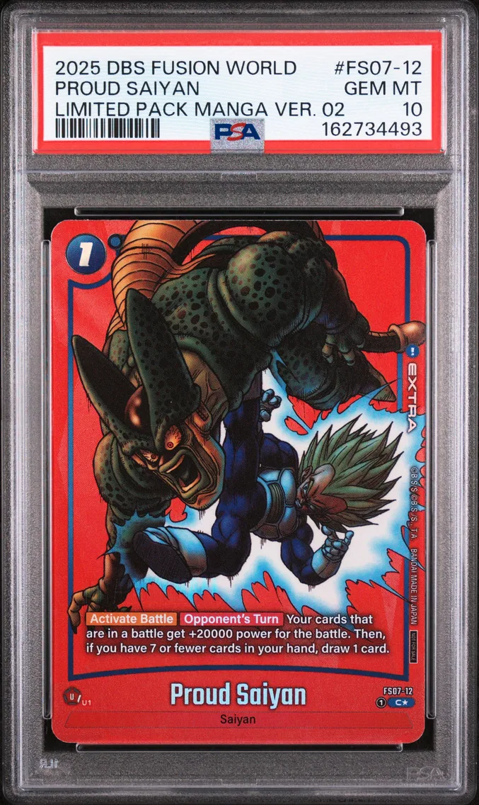 2025 #FS07-12 Proud Saiyan PSA 10 Dragon Ball Super Card Game Fusion World Limited Pack Manga Version 02