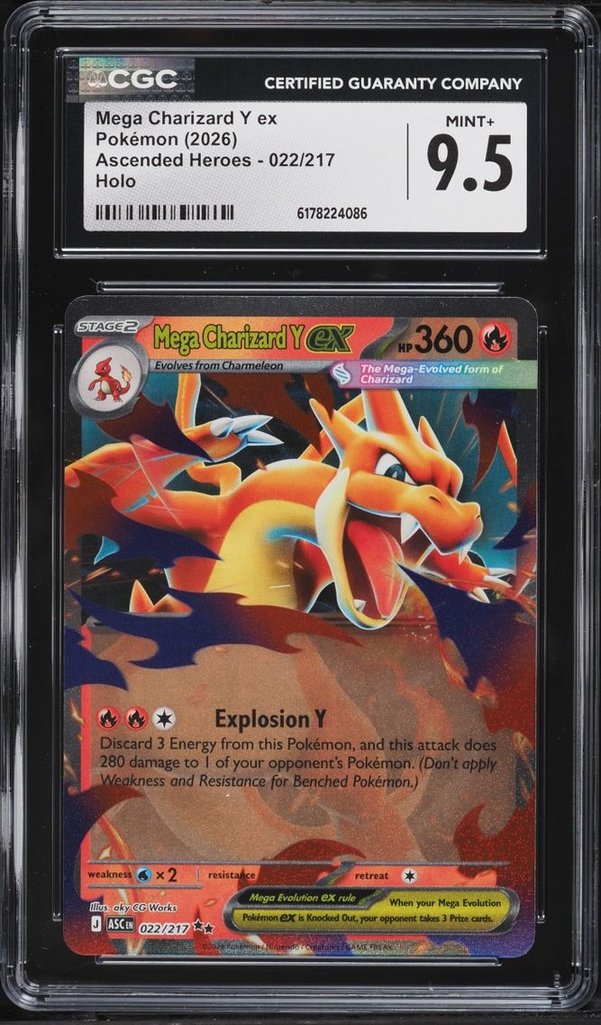 2026 Pokemon Mega Evolution Ascended Heroes Holo Mega Charizard Y Ex #22 CGC 9.5 MINT+