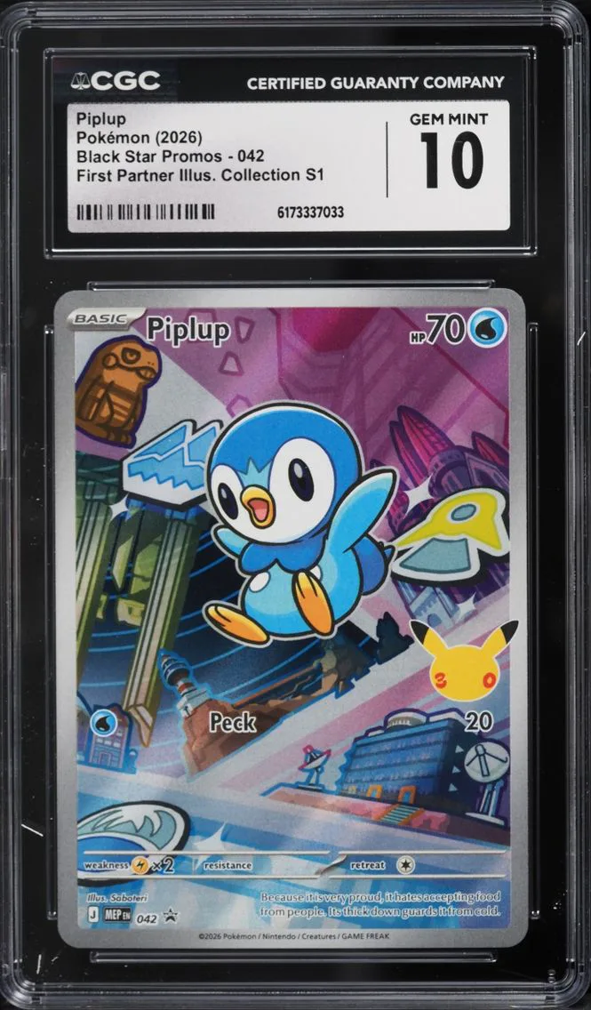 2026 #42 Piplup CGC 10 Pokemon Mega Evolution Promo First Partner Illustration Full Art