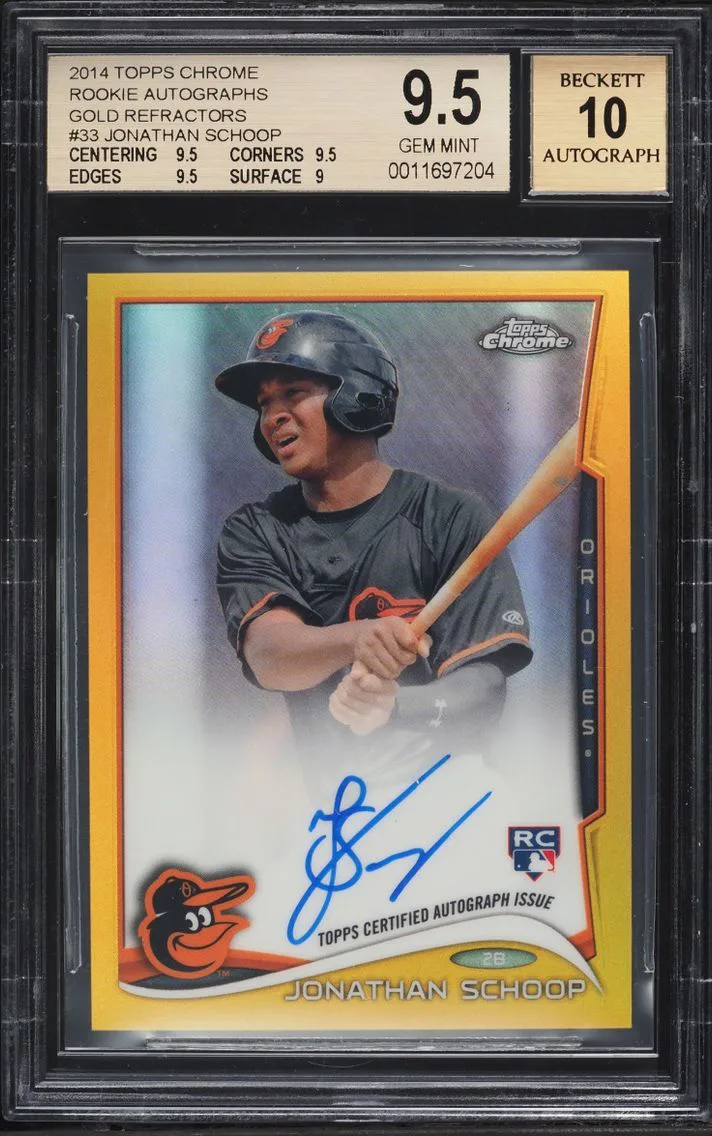 2014 Topps Chrome Gold Refractor Jonathan Schoop ROOKIE AUTO /50 #33 BGS 9.5 GEM MINT