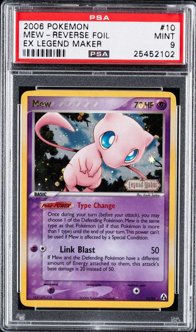 2006 #10 Mew-Reverse Foil PSA 9 EX Legend Maker Pokemon
