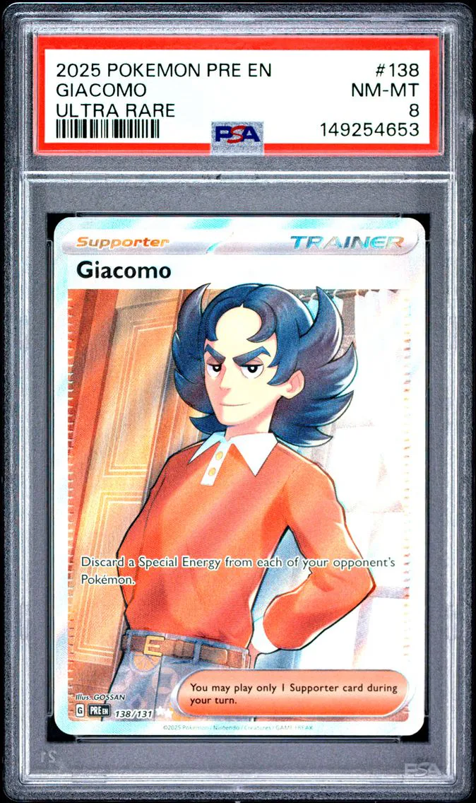 2025 #138 Giacomo PSA 8 Pre EN-Prismatic Evolutions