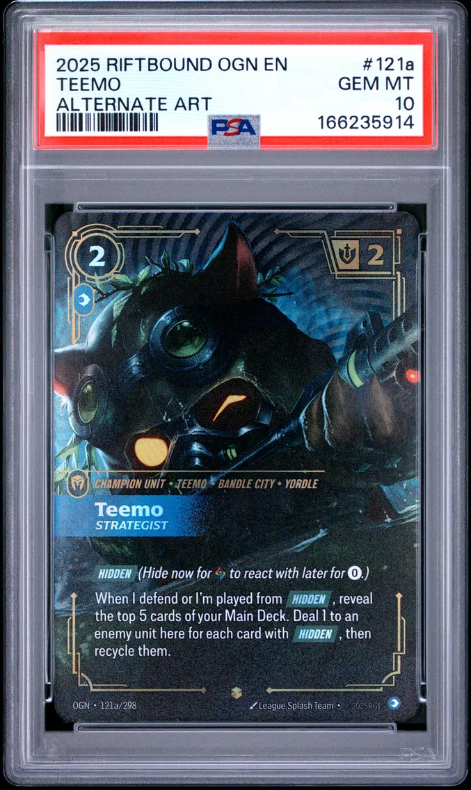 2025 #121a Teemo - Strategist PSA 10 Riftbound: League of Legends Ogn-Origins
