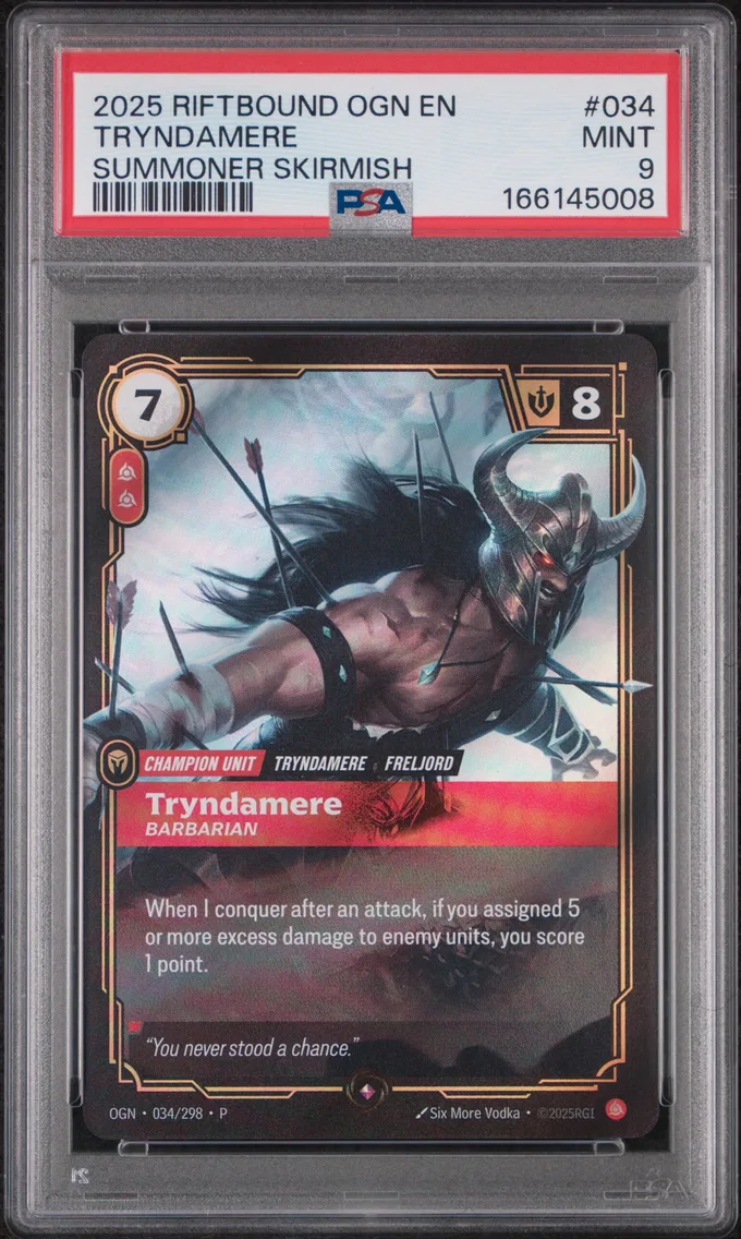2025 #034 Tryndamere - Barbarian PSA 9 Riftbound: League of Legends Ogn-Origins