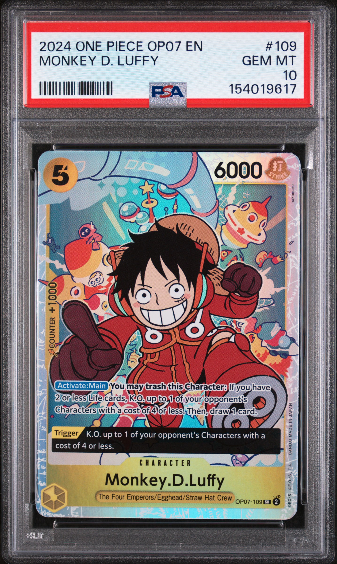 2024 #109 Monkey D. Luffy PSA 10 One Piece Op07-500 Years In The Future