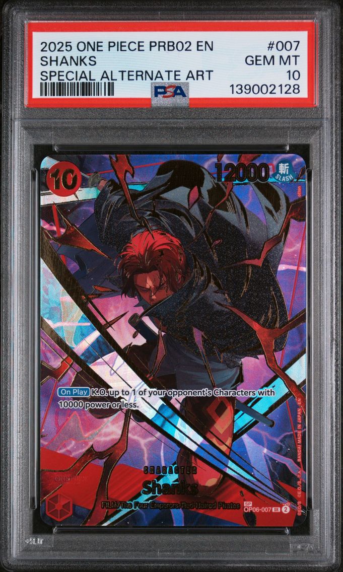 2025 #007 Shanks PSA 10 One Piece PRB02-Premium Booster -One Piece Card the Best- Vol.2