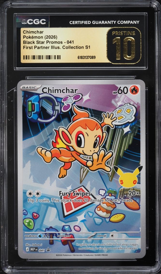2026 Pokemon Mega Evolution Promo First Partner Illustration S1 Full Art Chimchar #41 CGC 10