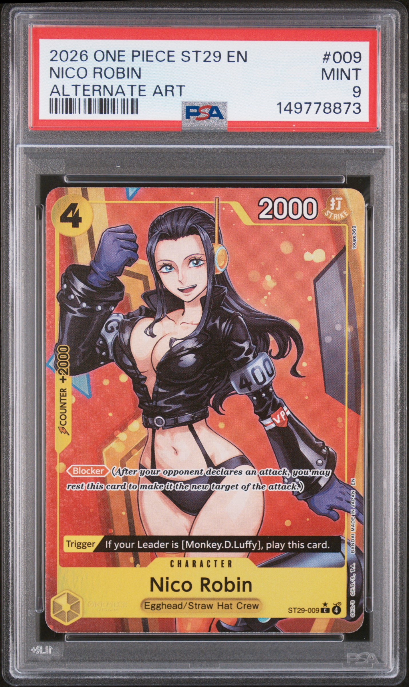 2026 #009 Nico Robin PSA 9 One Piece Starter Deck St29-Egghead