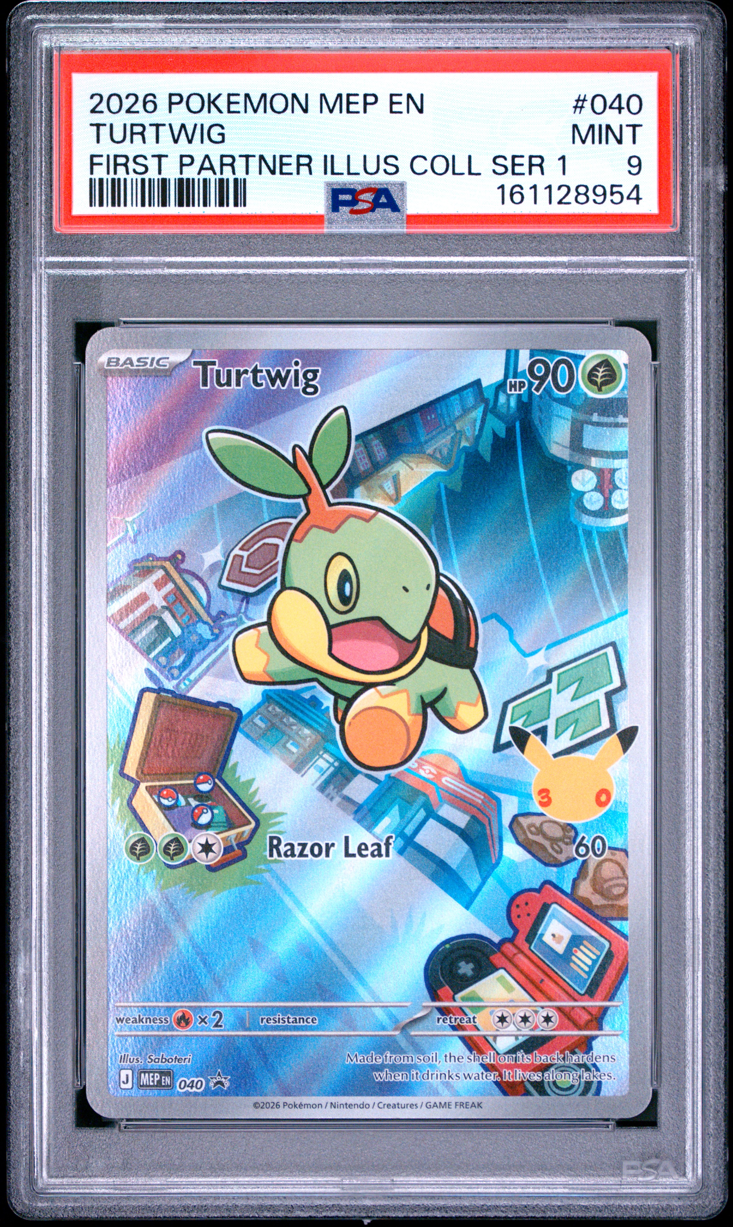 2026 #040 Turtwig PSA 9 Mep En-Me Black Star Promo