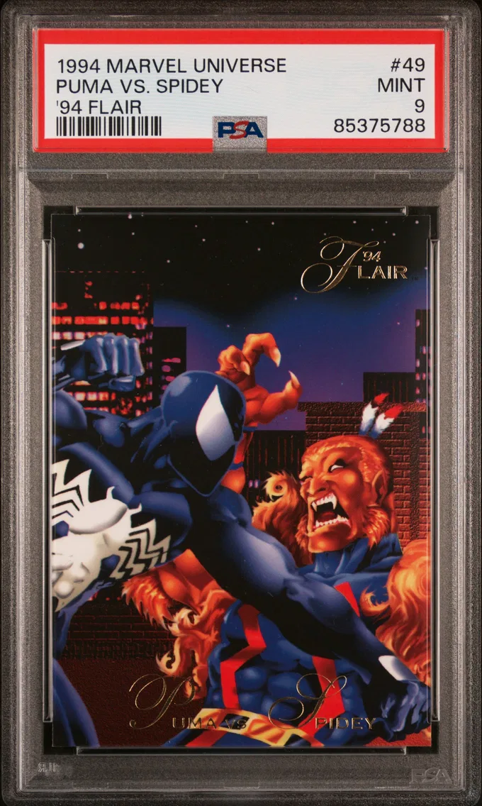 1994 #49 Puma vs./Spidey PSA 9 Marvel Universe '94 Flair