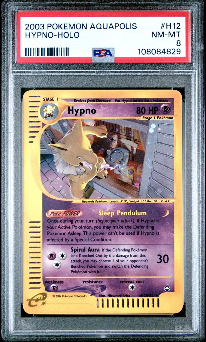 2003 Pokemon Aquapolis Hypno-Holo Aquapolis #H12 PSA 8