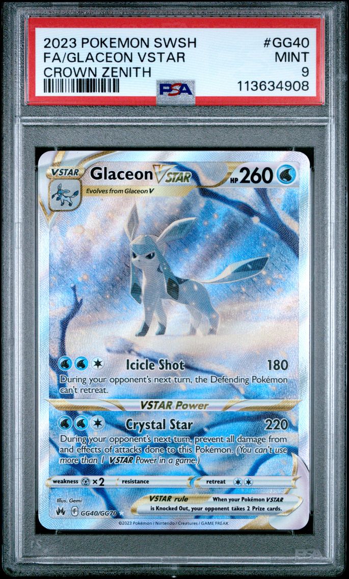 2023 #GG40 Full Art/Glaceon Vstar PSA 9 Sword and Shield Crown Zenith
