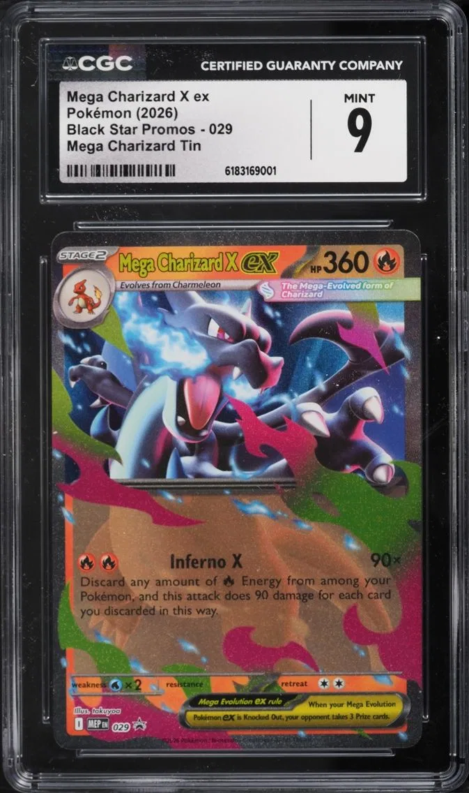 2026 Pokemon Mega Evolution Promo Tin Mega Charizard X EX #29 CGC 9 MINT