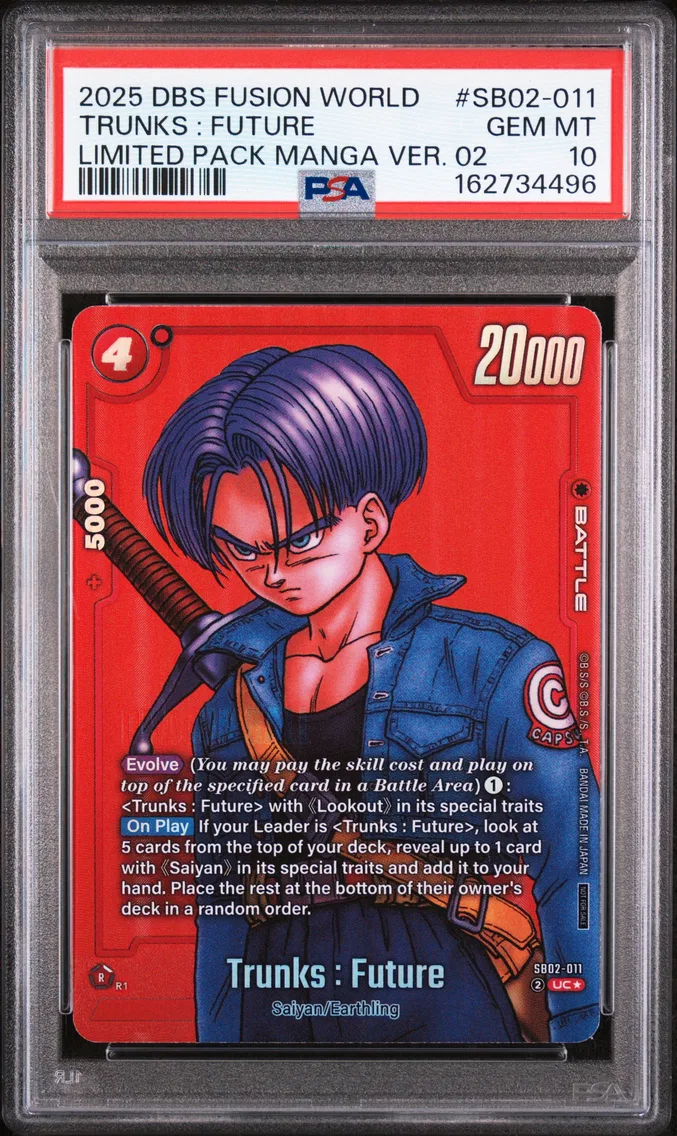 2025 #SB02-011 Trunks : Future PSA 10 Dragon Ball Super Card Game Fusion World Limited Pack Manga Version 02