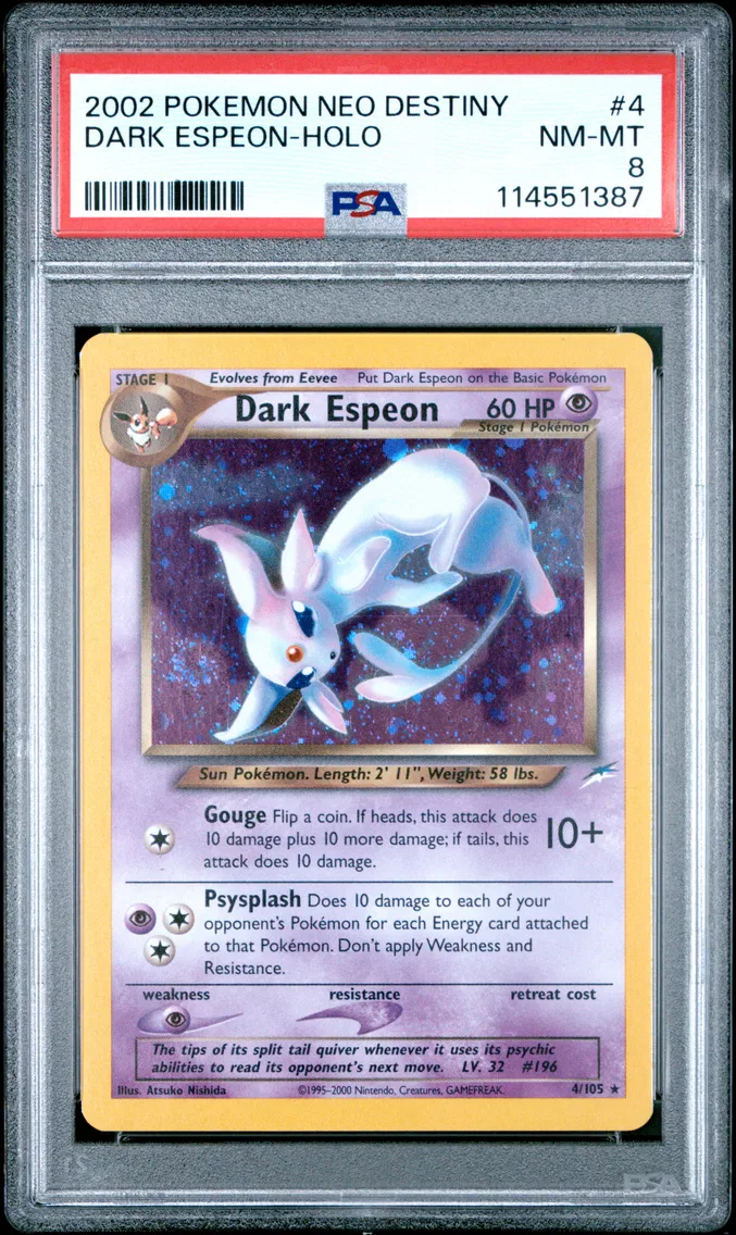 2002 #4 Dark Espeon-Holo PSA 8 N