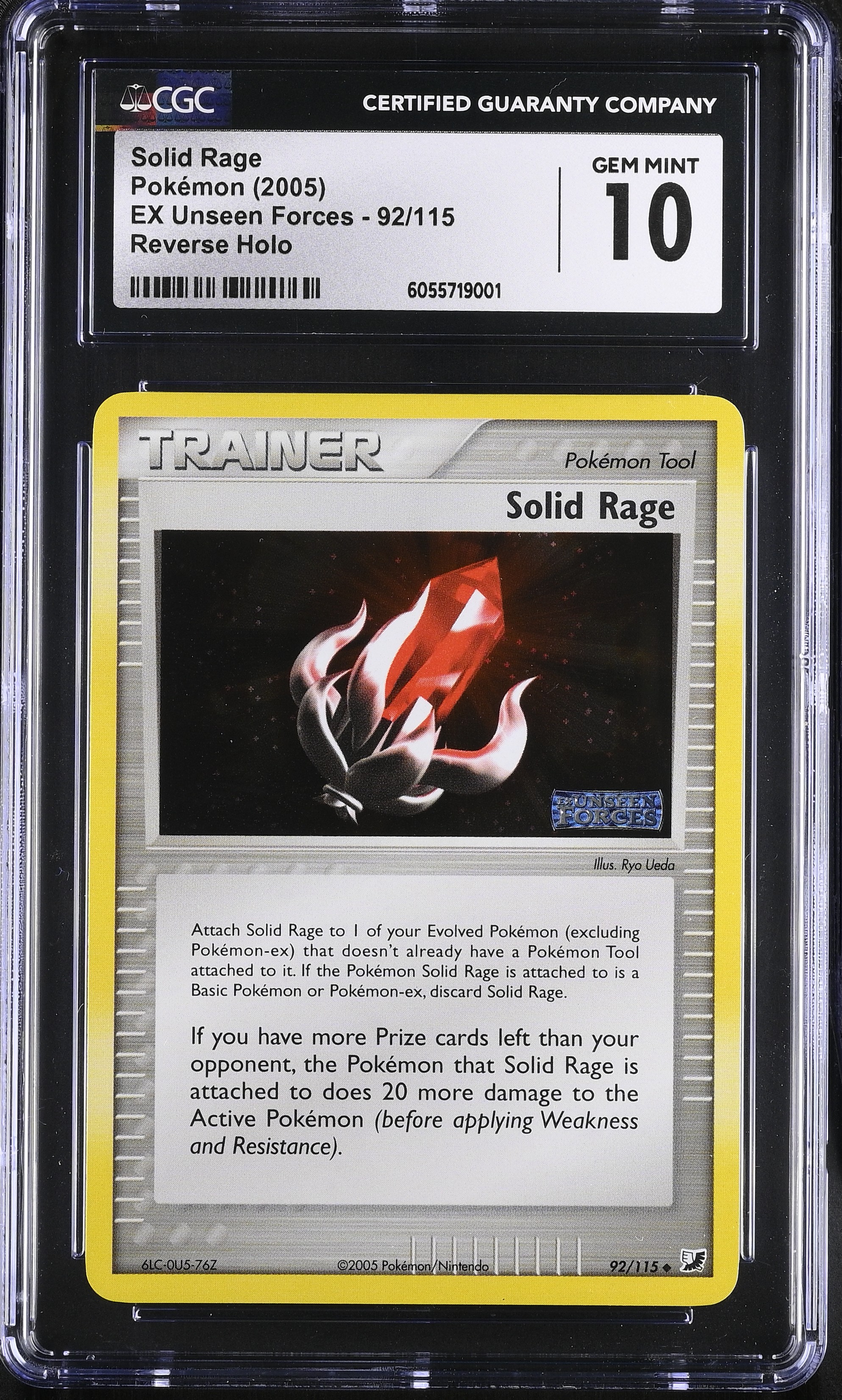 2005 #92 Solid Rage Reverse Holo CGC 10 Ex Unseen Forces - English