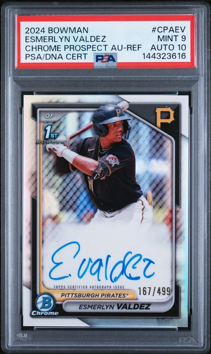 2024 #CPAEV ESMERLYN VALDEZ PSA 9 Bowman Chrome Prospect Autographs