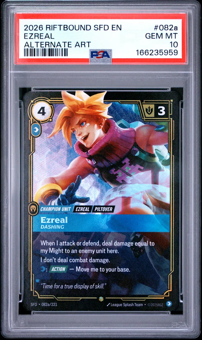 2026 #082a Ezreal - Dashing PSA 10 Riftbound: League of Legends Sfd-Spiritforged