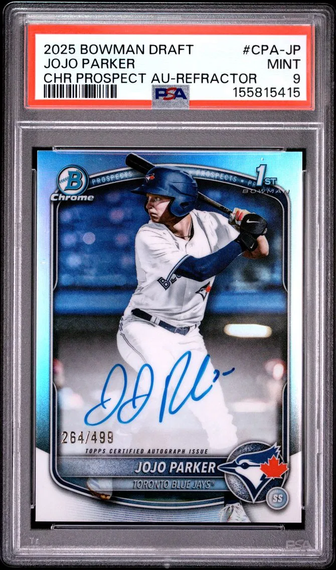 2025 #CPA-JP Jojo Parker PSA 9 Bowman Draft Chrome Prospect Autographs