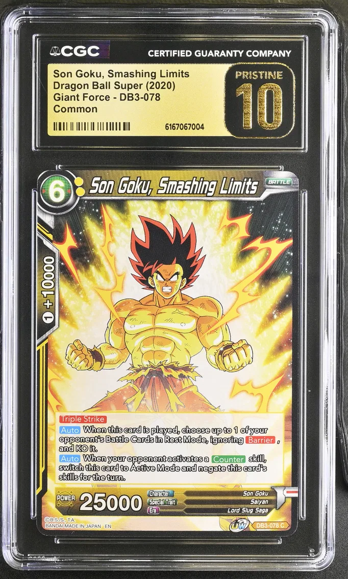 2020 #DB3-078 Son Goku, Smashing Limits CGC 10 Pristine Giant Force - English