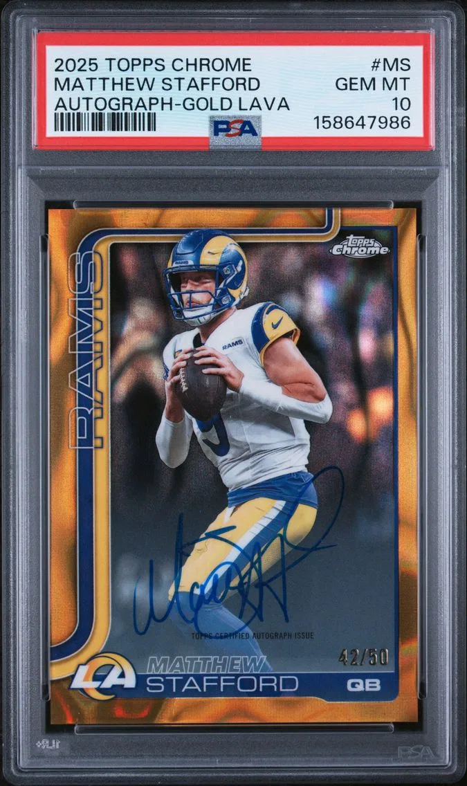 2025 #MS Matthew Stafford PSA 10 Topps Chrome Autographs