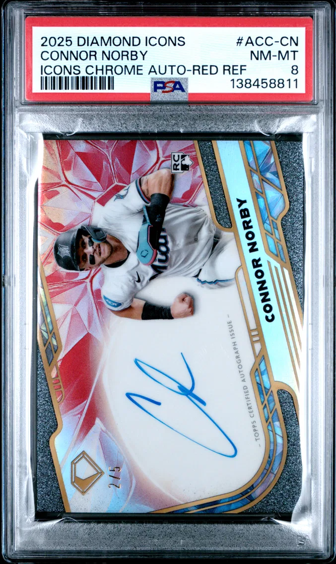 2025 #ACC-CN CONNOR NORBY PSA 8 Topps Diamond Icons Icons Chrome Autographs