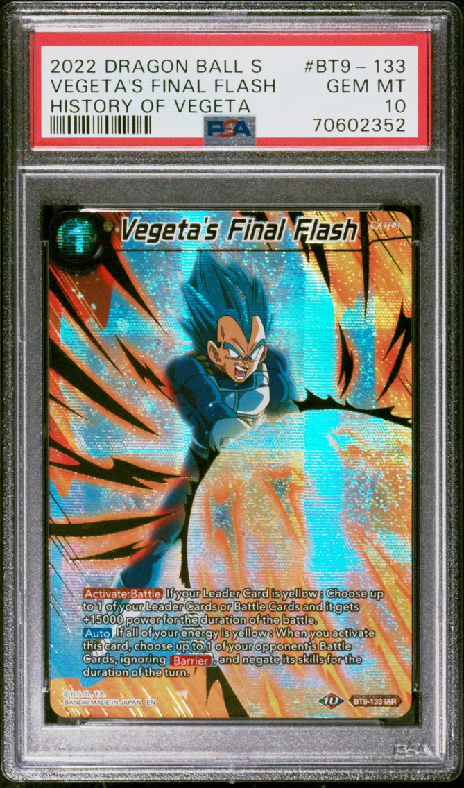 2022 #BT9-133 Vegeta's Final Flash PSA 10 Dragon Ball Super Card Game Theme Selection History of Vegeta