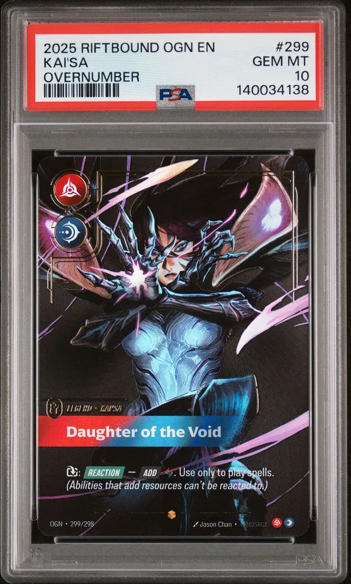2025 #299 Kai'SA - Daughter of the Void PSA 10 Riftbound: League of Legends Ogn-Origins Pokemon