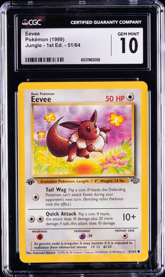 1999 #51 Eevee 1st Edition CGC 10 Jungle Pokemon