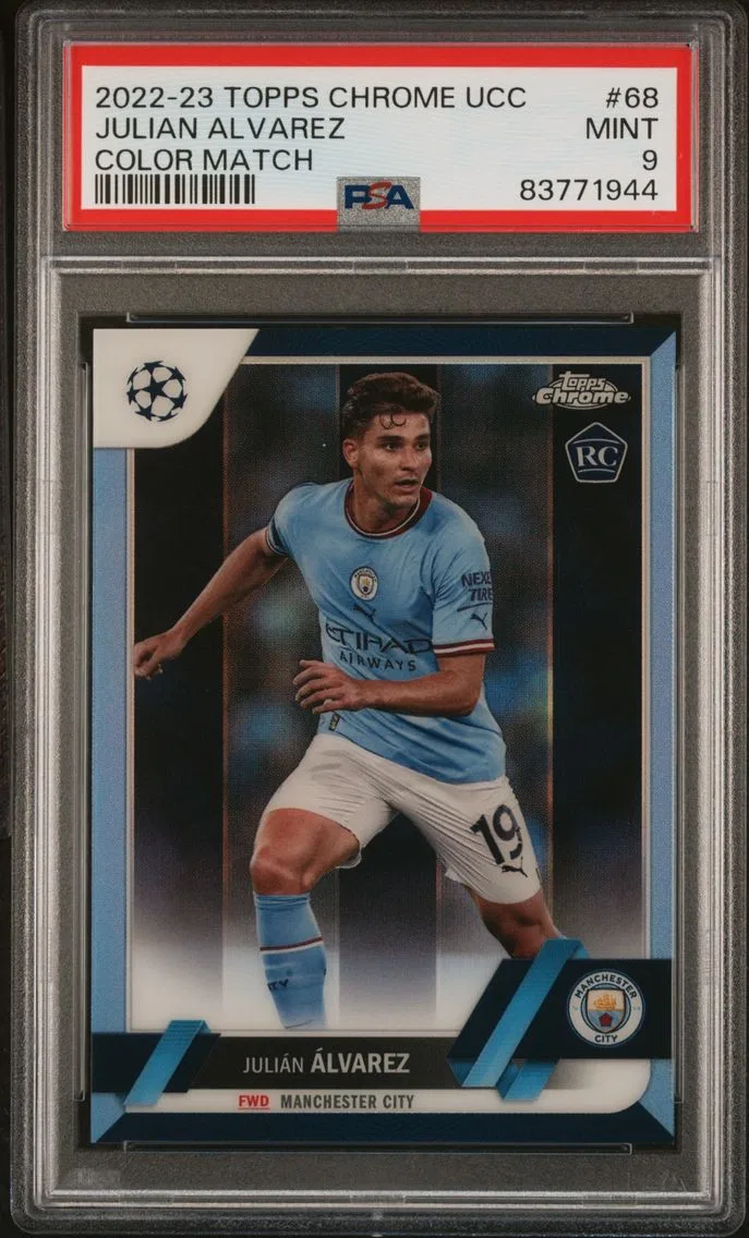 2022 #68 Julian Alvarez PSA 9 Topps Chrome UEFA Club Competitions