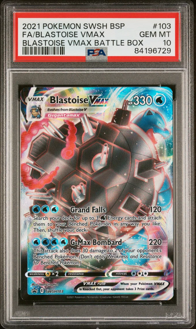 2021 #103 Full Art/Blastoise Vmax PSA 10 Swsh Black Star Promo
