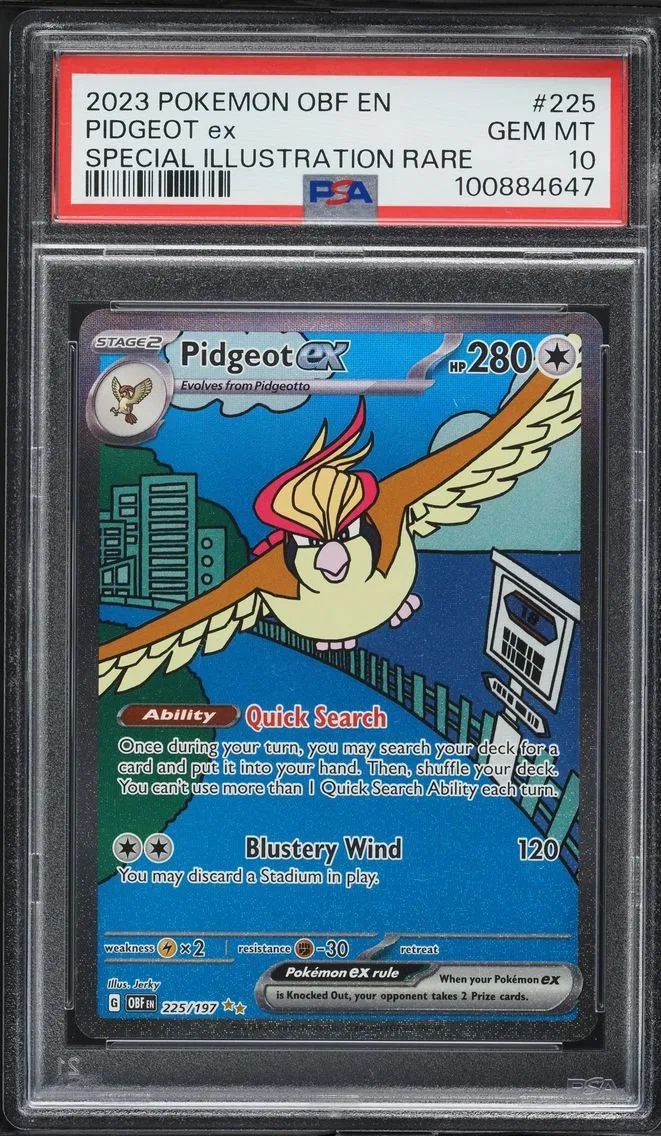 2023 #225 Pidgeot EX PSA 10 Obf EN-Obsidian Flames Pokemon